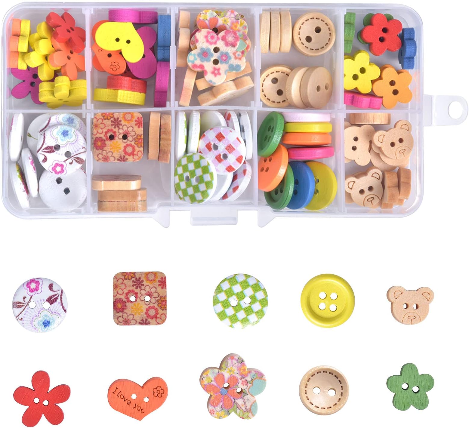 WILLBOND 100 Pièces Boutons Blanc Mélangé Boutons Ronds à 2 Trous 15 mm ...